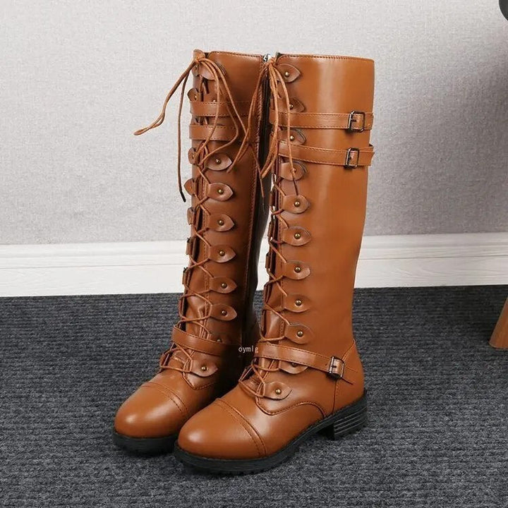Retro-Schnürstiefel mit Schnalle - Elora