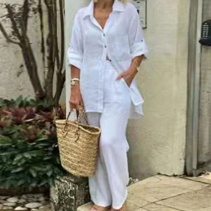 Luchtige & Stijlvolle Oversized Linnen Dames Combi met Blouse en Broek – Amaris