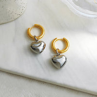 Gold- & Silber-Mix Ohrringe | Mit süßen Herzen