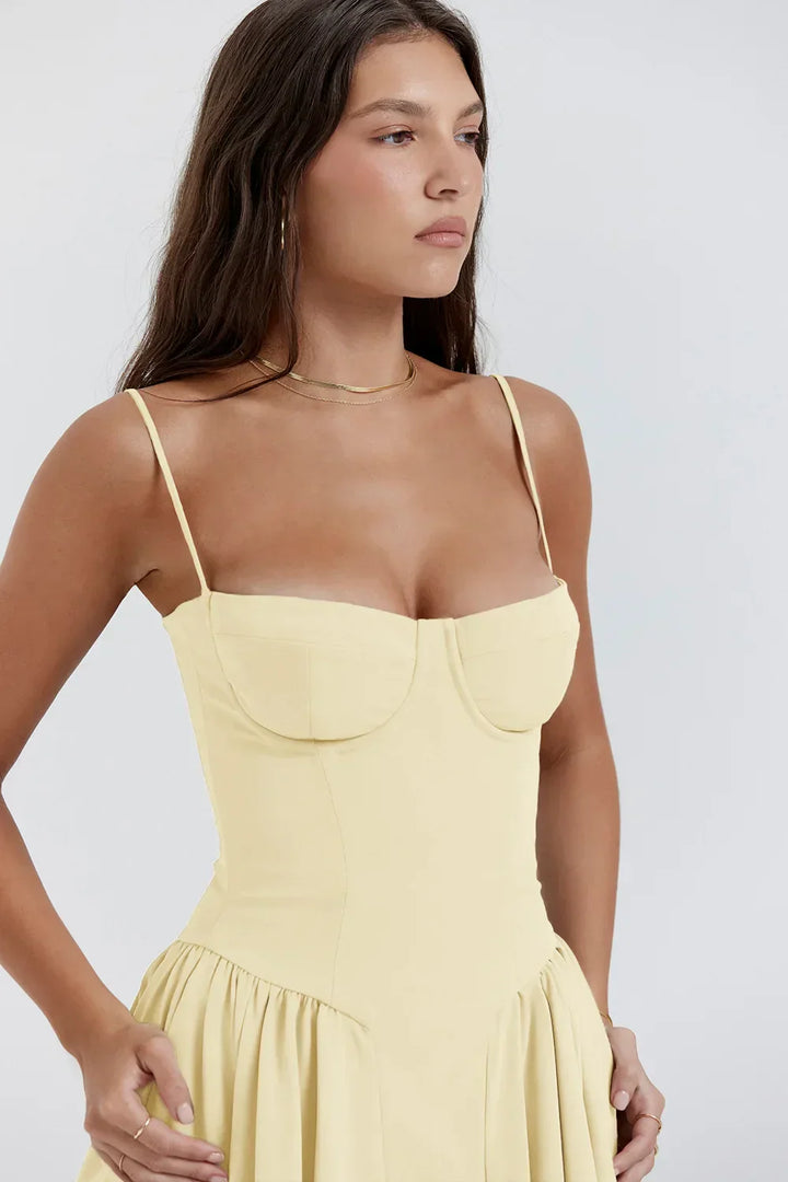 Stilvolles Sommerkleid mit Spaghettiträgern und Taillenkorsett - Mira
