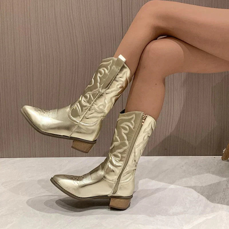 Metallic Cowboy-Stiefel - Aurora