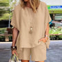 Trendiges Zweiteiliges Leinen-Damen-Sommer-Set mit Shorts – Nayla