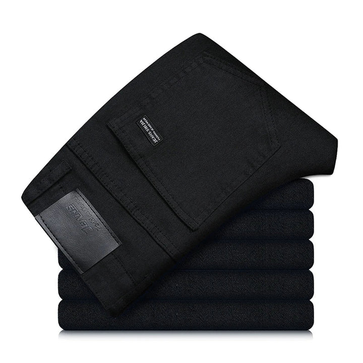Schwarze Herren Stretch Straight Fit Jeans – Milan