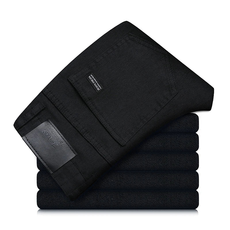 Schwarze Herren Stretch Straight Fit Jeans – Milan