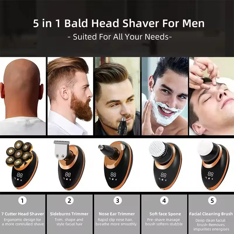 7D Floating Electric Razor with 5-in-1 Grooming Kit &amp; Waterproof Design – FlexEdge 