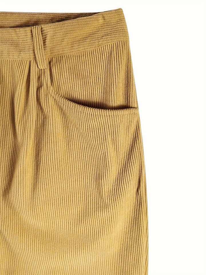 Women's Corduroy Pants with High Waist and Straight Fit – Elvira