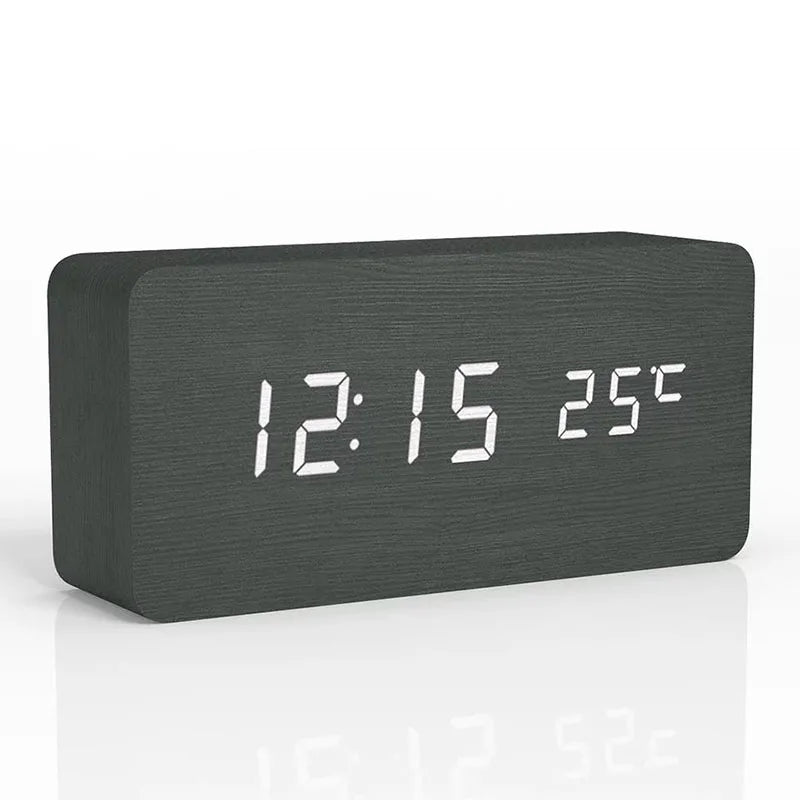 Digital Wooden Wecker with LED display – WoodSync 