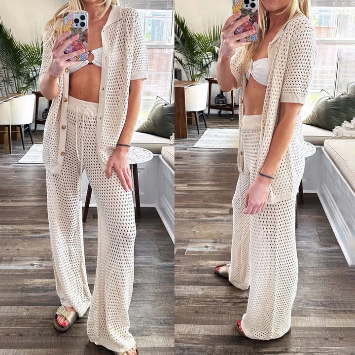 Airy & Stylish Women's Summer Set with Cut-Outs and Long Pants – Liora