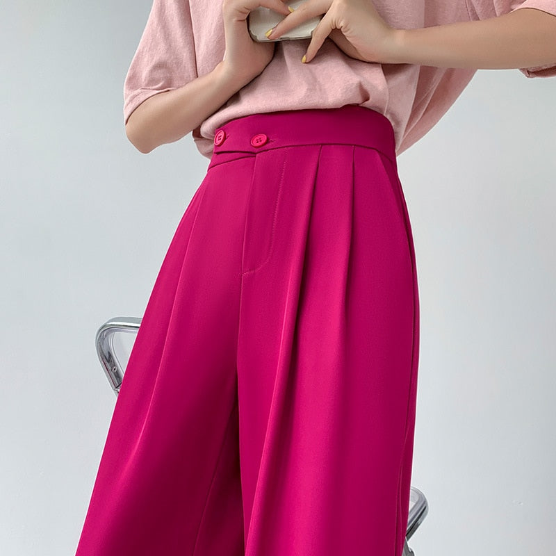 Casual Hoge Taille Damesbroek met Wijde Pijpen - Emilia