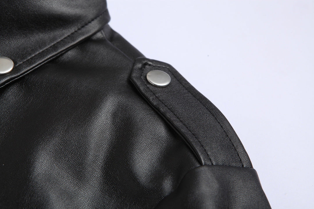 Slim-Fit Leder-Herren-Motorradjacke mit Stehkragen - Ryder