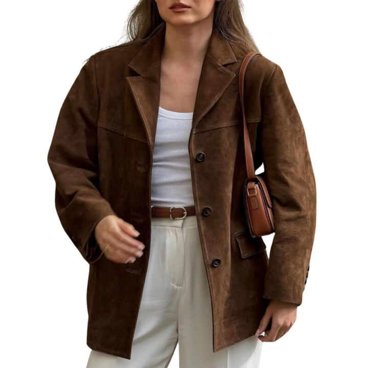 Oversize-Wildlederjacke mit umgeschlagenem Kragen – Alina Herbstedition