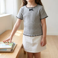 Short-Sleeve Ribbed Children's Top - Ribbony