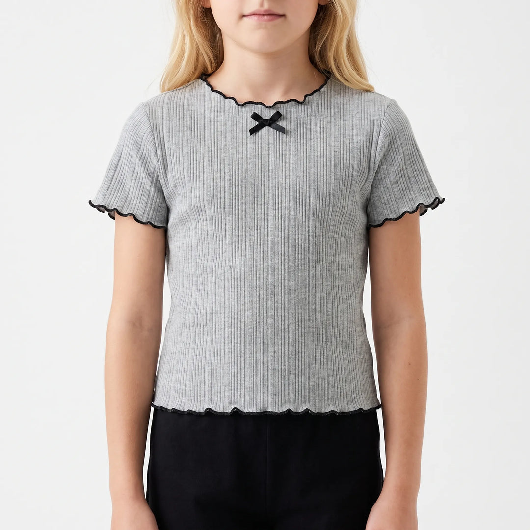 Short-Sleeve Ribbed Children's Top - Ribbony