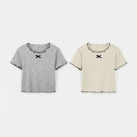 Short-Sleeve Ribbed Children's Top - Ribbony