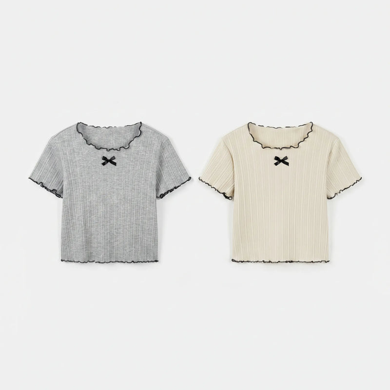 Short-Sleeve Ribbed Children's Top - Ribbony