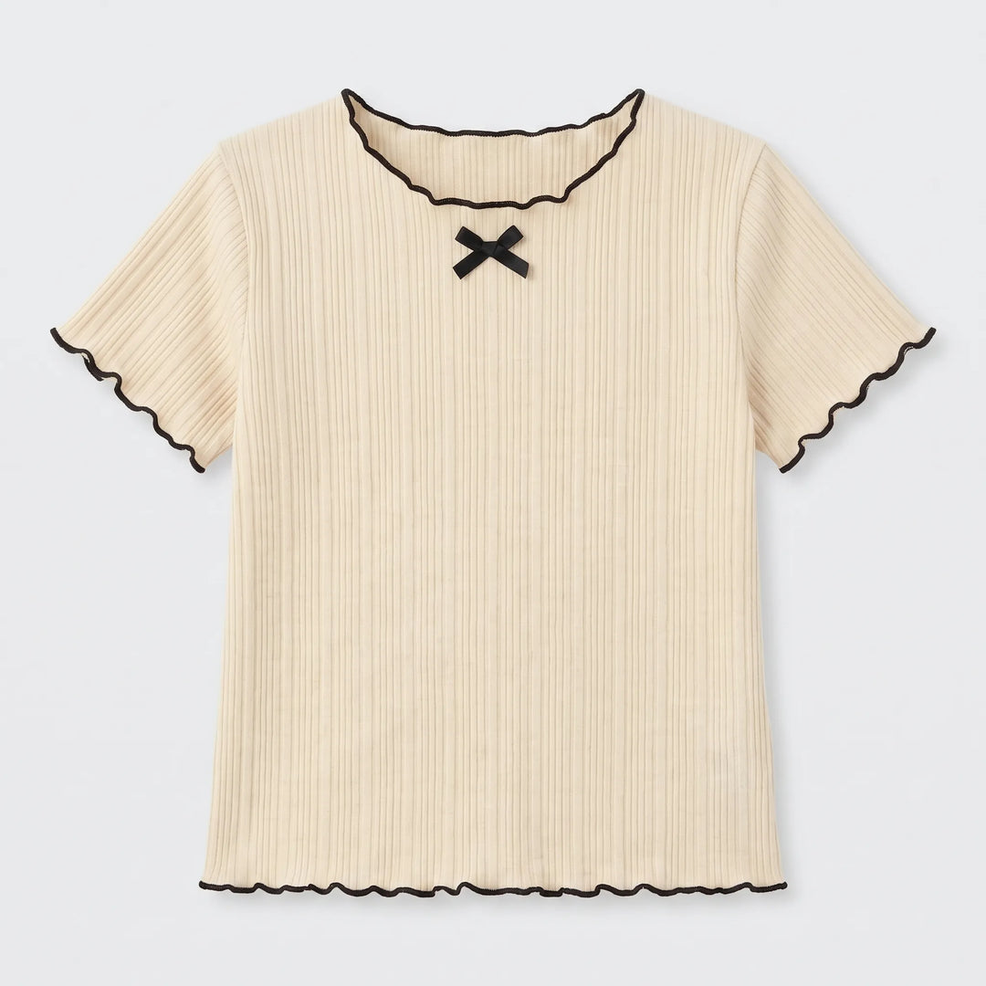 Short-Sleeve Ribbed Children's Top - Ribbony