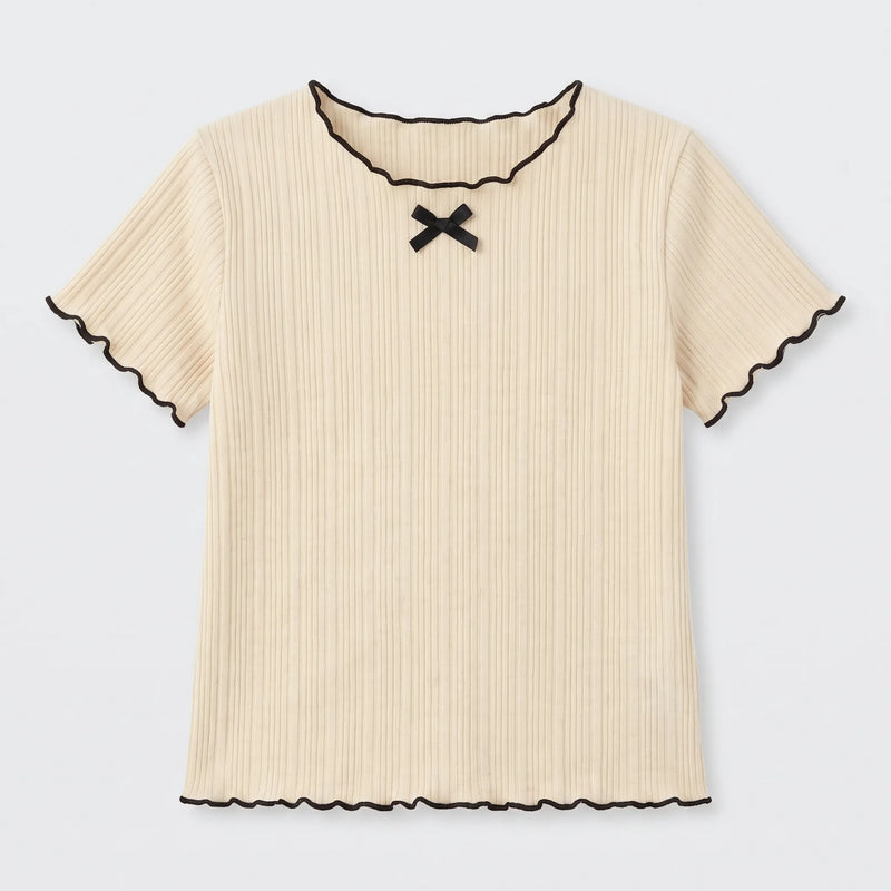 Short-Sleeve Ribbed Children's Top - Ribbony