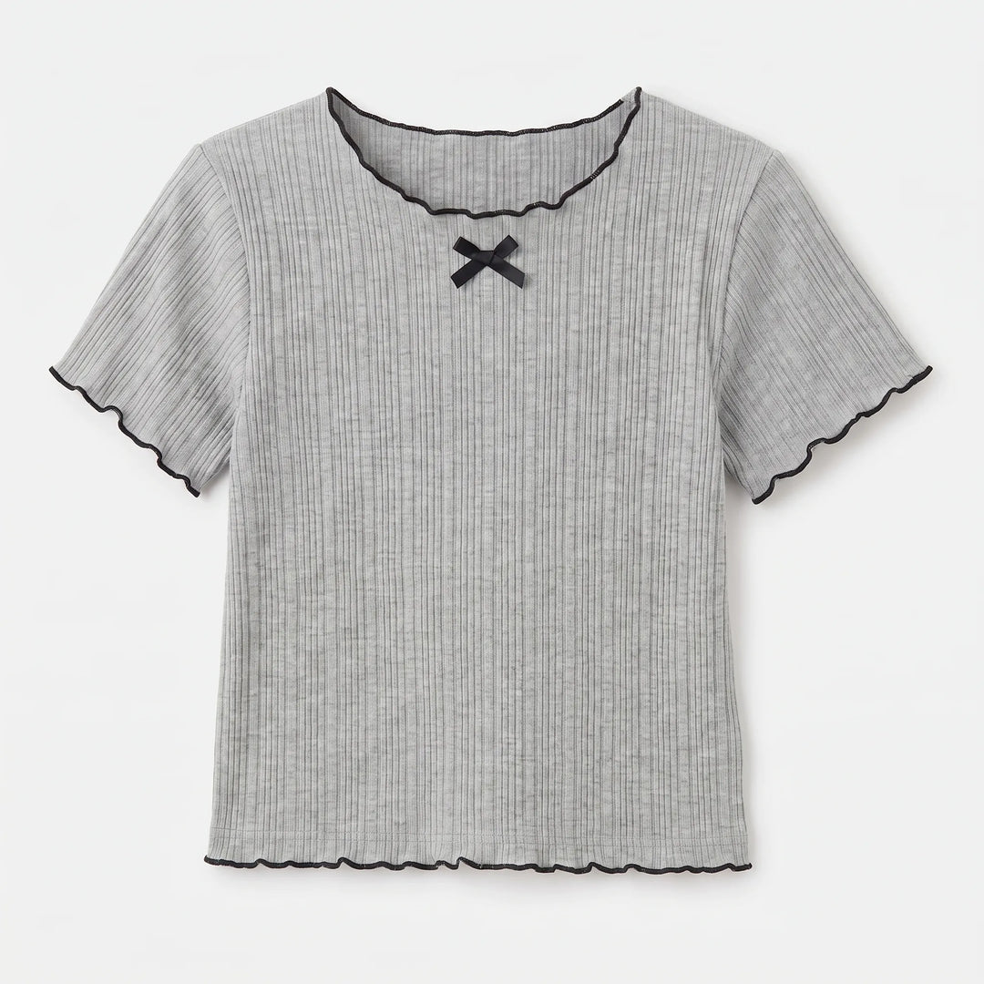 Short-Sleeve Ribbed Children's Top - Ribbony