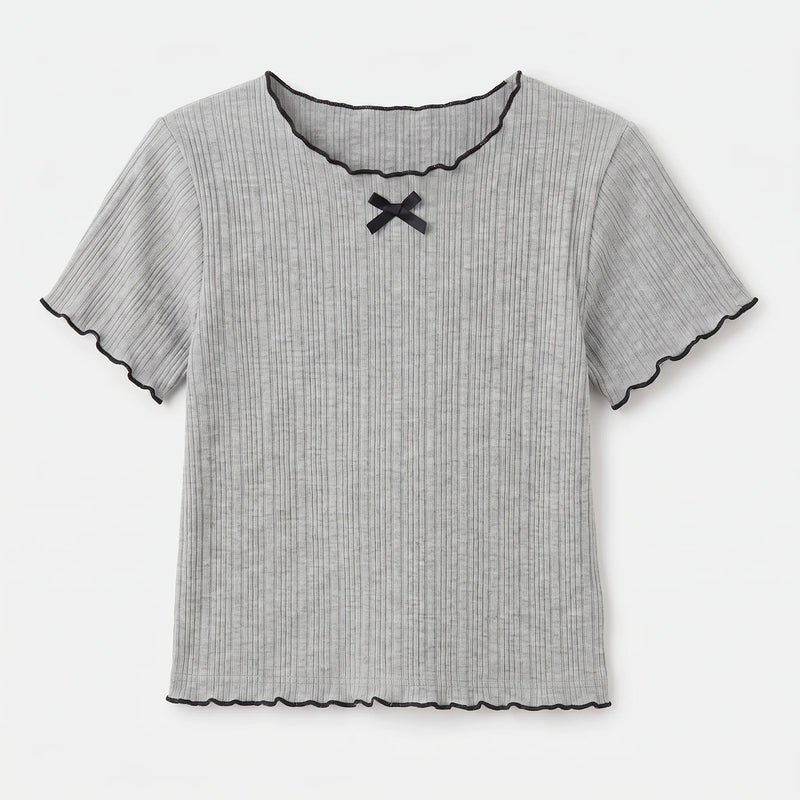 Short-Sleeve Ribbed Children's Top - Ribbony