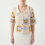 Short-Sleeved Crochet Cardigan -  Celia