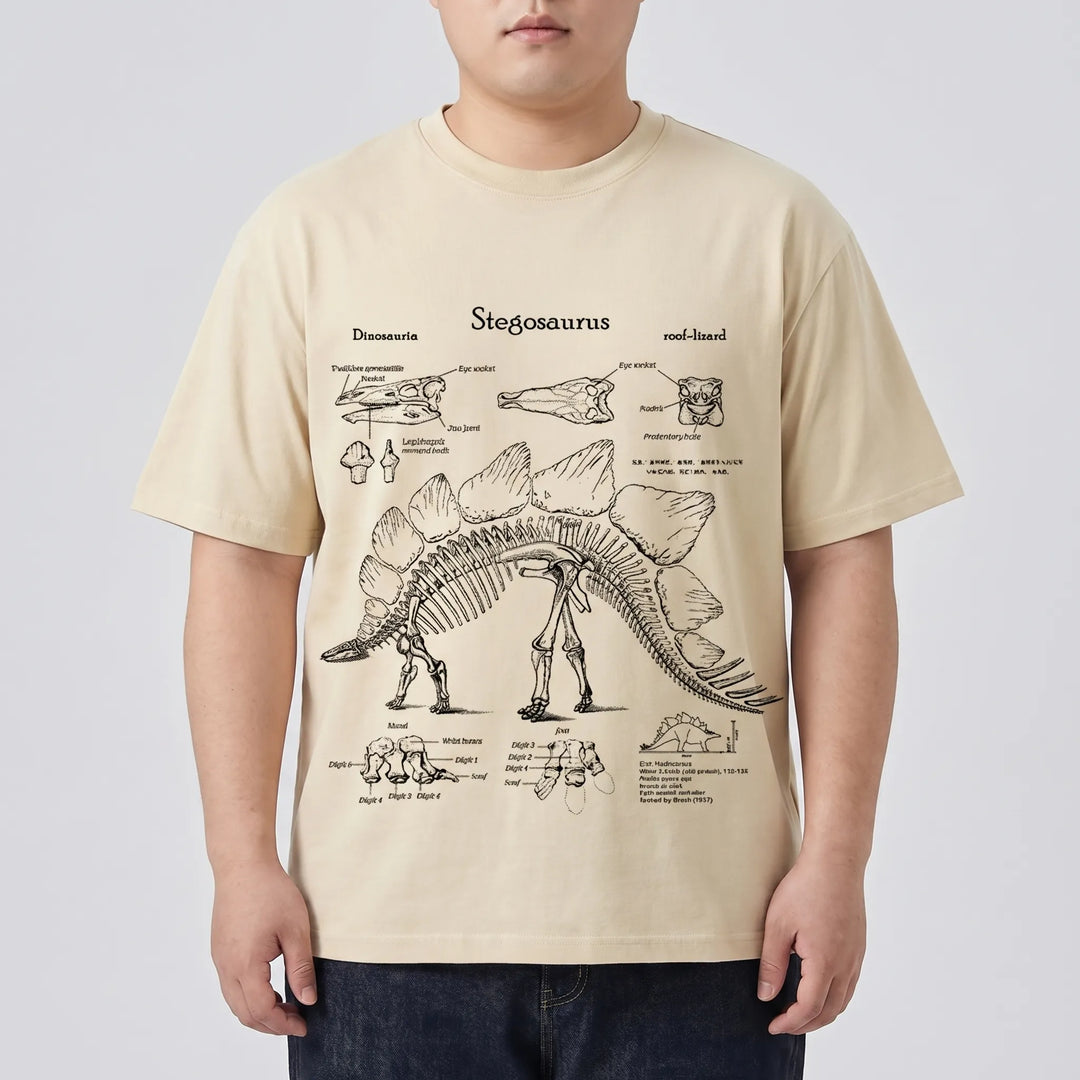 Short Sleeve Dinosaur Print Plus Size Shirt - Jim