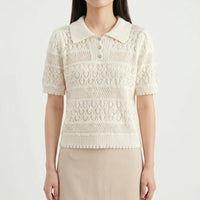 Short Sleeve Knitted Blouse -  Marjorie