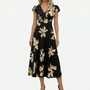 Short Sleeve V-Neck Midi Dress - Janet