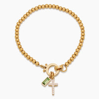 Nova Bead Birthstone Bracelet with Cross Charm 2