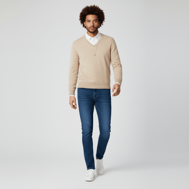 Slim-Fit V-Ausschnitt Pullover - Keanu