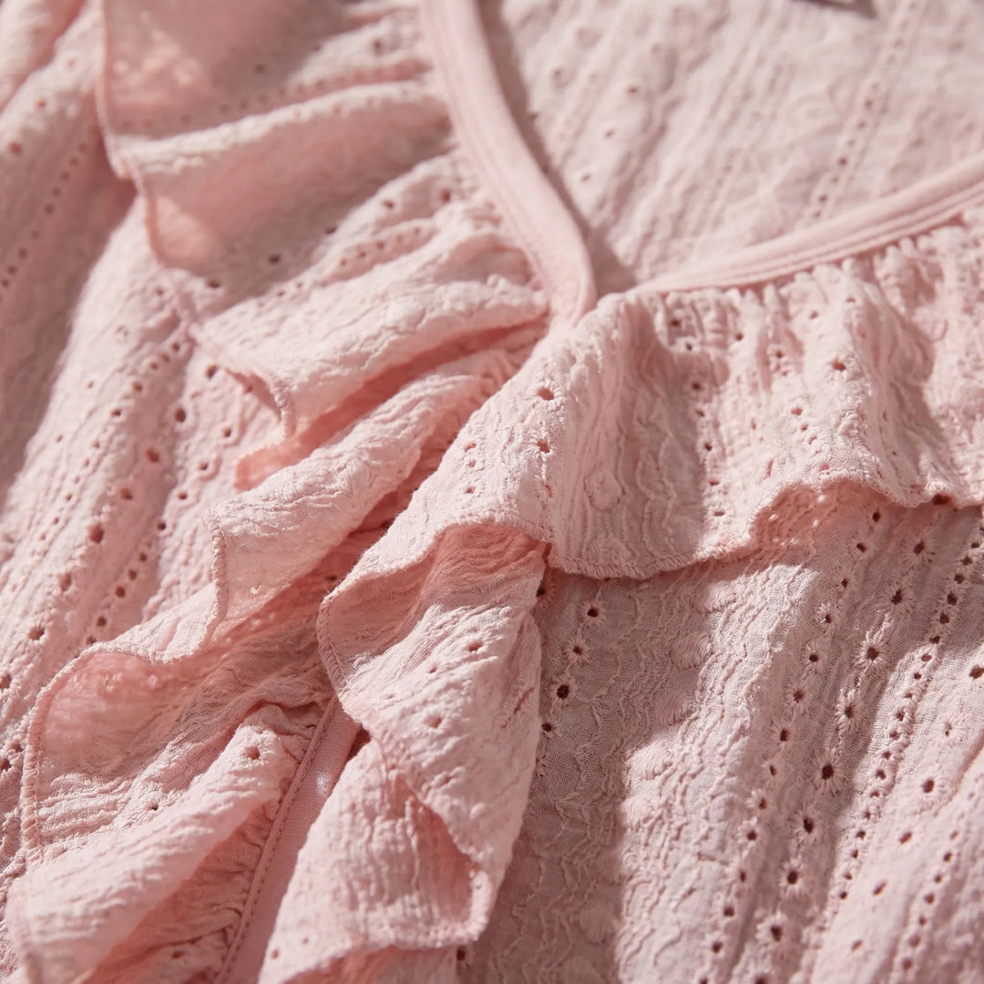 Slim Fit Ruffled Long Sleeve Top - Carmen