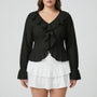 Slim Fit Ruffled Long Sleeve Top - Carmen