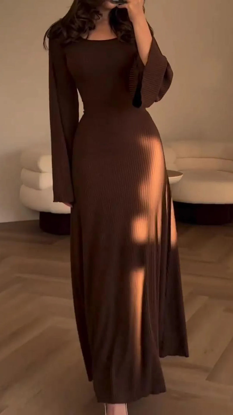 Stijlvolle Bodycon Maxi Jurk met Vetersluiting - Valencia