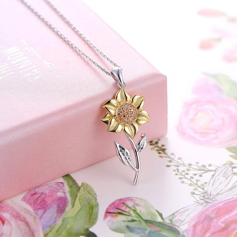 Gouden Damesketting van Sterling Zilver met Zonnebloemhanger – Marélie