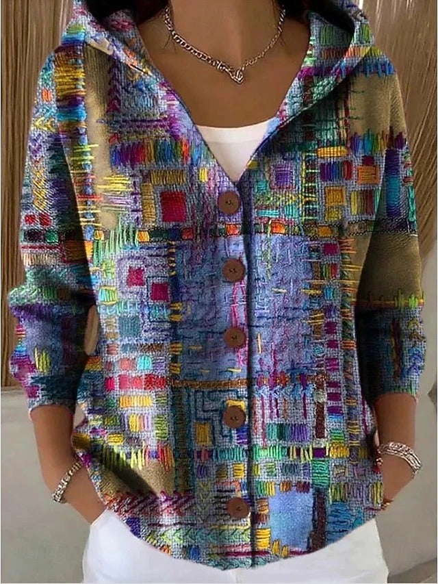 Cozy Hooded Cardigan with Wooden Buttons 1