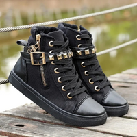 Weiße hohe Ledersneaker mit Reißverschluss für Damen - Ava