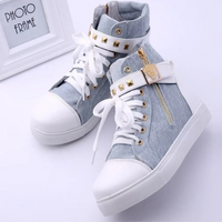 Weiße hohe Ledersneaker mit Reißverschluss für Damen - Ava
