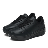 Orthopädische Damensneaker aus schwarzem Leder - FlexiStep