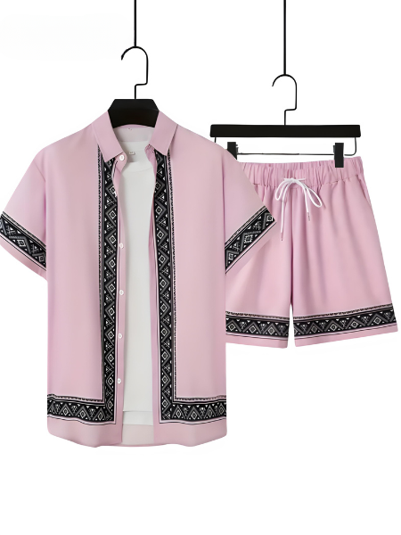 Zweiteiliges Boho-Sommer-Set Herren Hemd und Shorts Casual - Malik