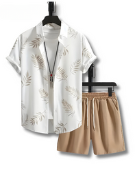 Zweiteiliges Herren-Sommer-Set mit Blattmuster - Kiano