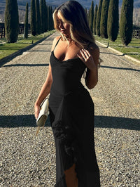 Trendiges Maxikleid mit Rüschen und Spaghettiträgern - Loyza