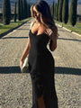 Trendiges Maxikleid mit Rüschen und Spaghettiträgern - Loyza