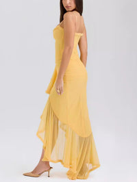 Trendiges Maxikleid mit Rüschen und Spaghettiträgern - Loyza