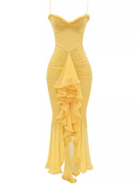 Trendiges Maxikleid mit Rüschen und Spaghettiträgern - Loyza