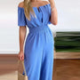 Schulterfreier Jumpsuit mit kurzen Ärmeln – Lina