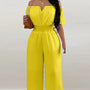 Schulterfreier Jumpsuit mit kurzen Ärmeln – Lina