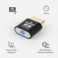 Zwarte dongel met vier pictogrammen eromheen die de 4K-weergave, 60Hz, plug-and-play en gebruik zonder monitor aanduiden. 2