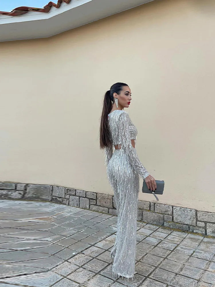 Glamouröses Pailletten-Zweiteiler-Set für Damen - Celina