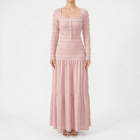 Textured Long Sleeve Tiered Maxi Dress - Rachael