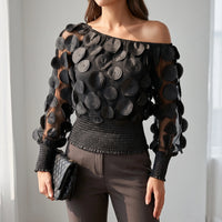 Textured Sheer Evening Blouse - Lillian