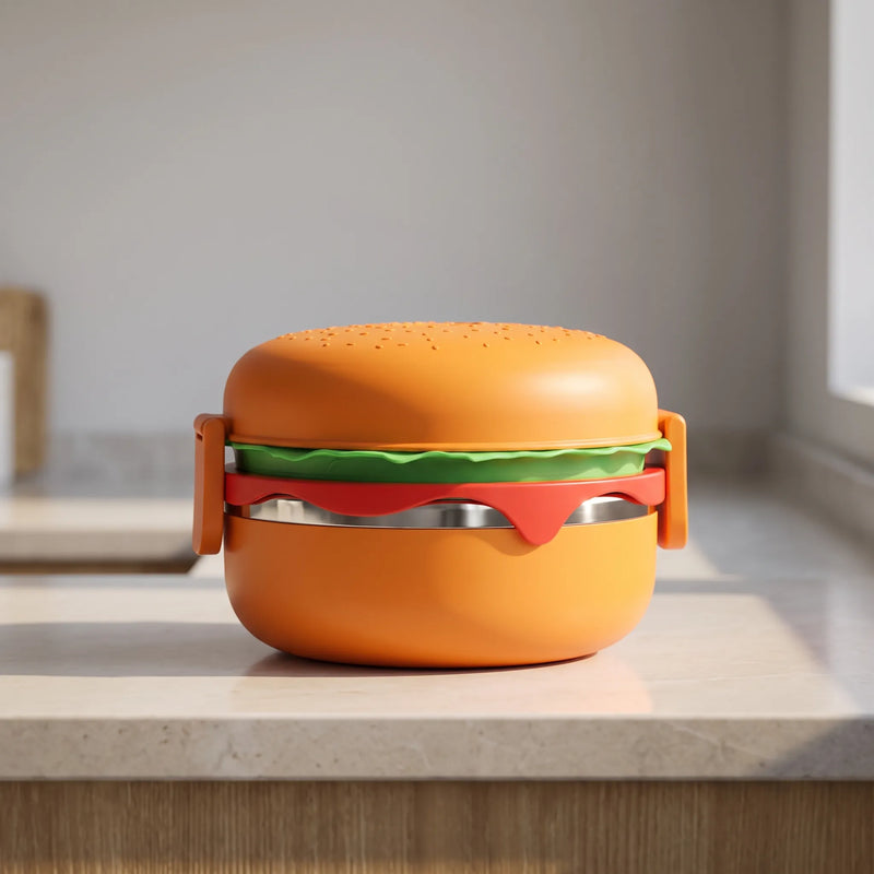 Tiered Novelty Hamburger Shaped Lunch Container - Zestbin